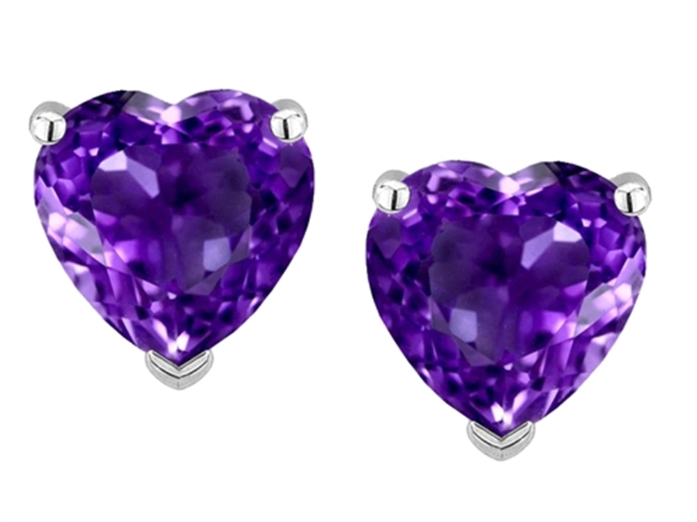 Star K Heart Shape 6mm Genuine Amethyst Earrings Studs