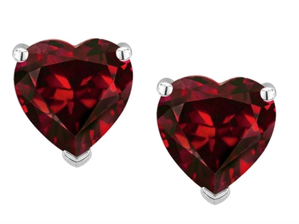 Star K Heart Shape 6mm Genuine Garnet Earrings Studs