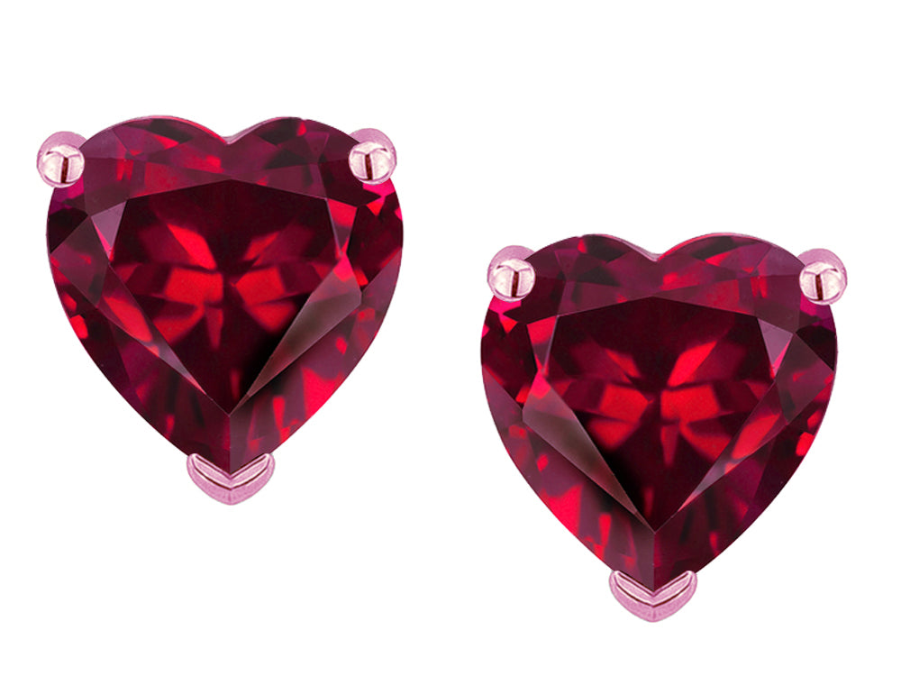 Star K™ Heart Shape 6mm Created Ruby Earrings Studs