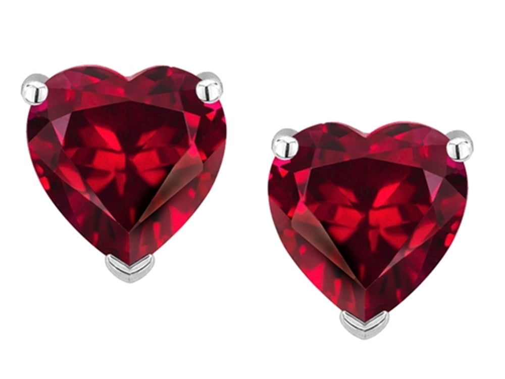 Star K™ Heart Shape 6mm Created Ruby Earrings Studs