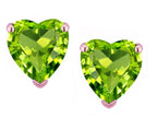 Star K Heart Shape 6mm Genuine Peridot Earrings Studs