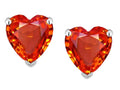 Star K Heart Shape 6mm Simulated Orange Mexican Fire Opal Earrings Studs