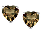 Star K Heart Shape 6mm Genuine Smoky Quartz Earrings Studs
