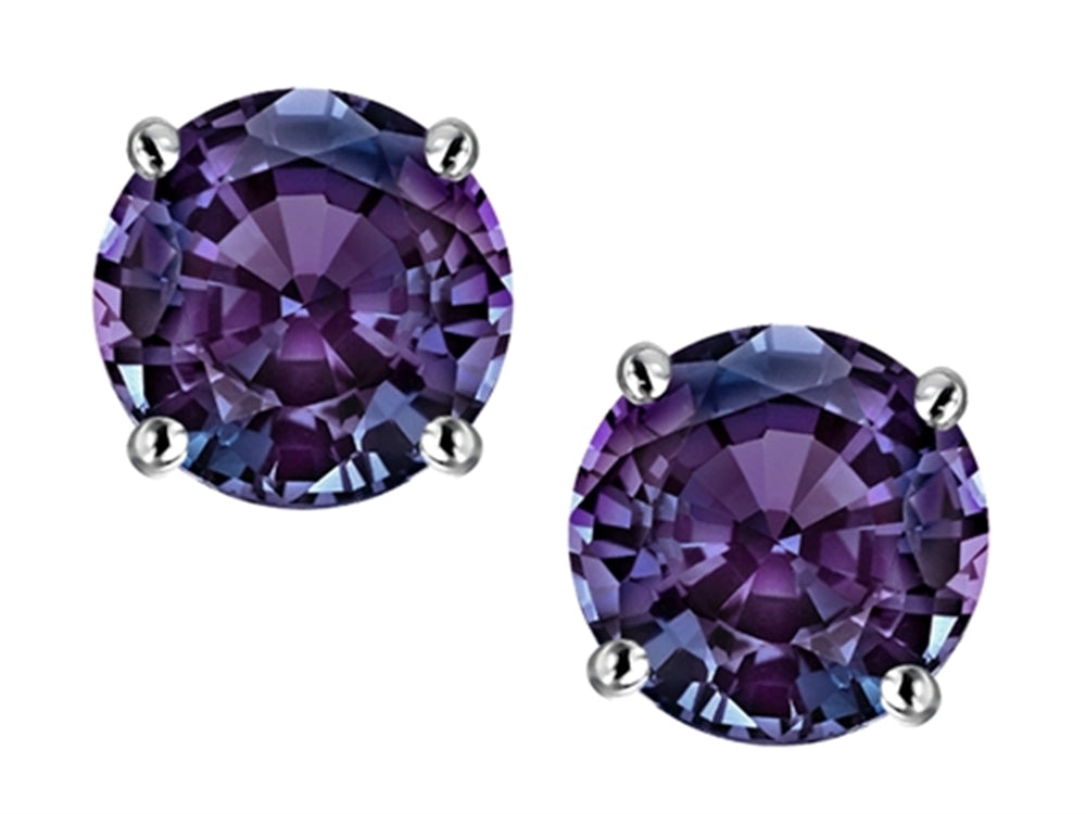 Star K Round 6mm Simulated Alexandrite Classic Screw Back Stud Earrings
