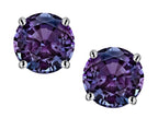 Star K Round 6mm Simulated Alexandrite Classic Screw Back Stud Earrings
