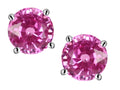 Star K Round 6mm Created Pink Sapphire Classic Screw Back Stud Earrings