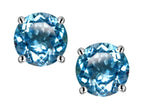 Star K Round 6mm Genuine Blue Topaz Classic Screw Back Stud Earrings