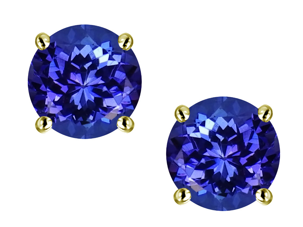 Star K Round 6mm Simulated Tanzanite Classic Screw Back Stud Earrings