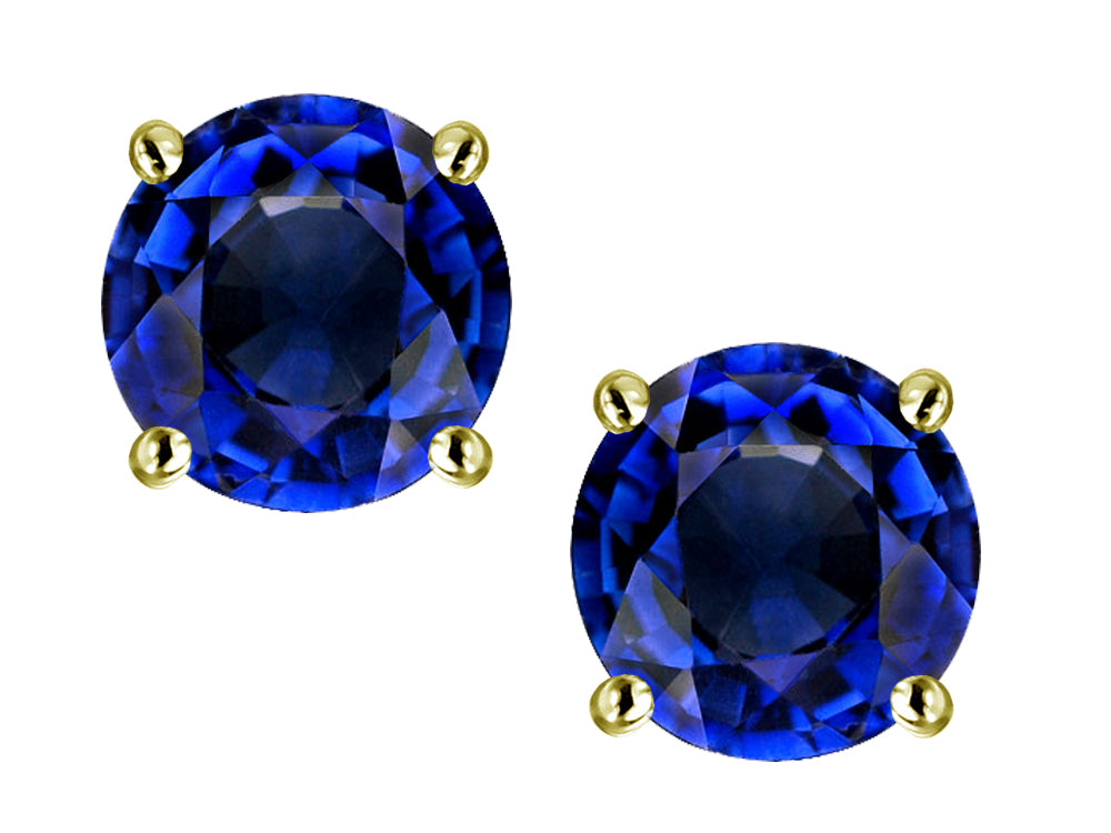 Star K Round 6mm Created Sapphire Stud Earrings