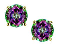 Star K 7mm Round Rainbow Mystic Topaz Classic Stud Earrings