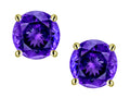 Star K 7mm Round Genuine Amethyst Classic Stud Earrings