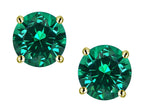 Star K Round 7mm Simulated Emerald Classic Stud Earrings