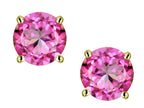 Star K 7mm Round Created Pink Sapphire Classic Stud Earrings