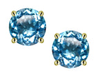 Star K Round 7mm Genuine Blue Topaz Classic Stud Earrings