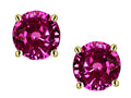 Star K Round 7mm Simulated Pink Tourmaline Classic Stud Earrings