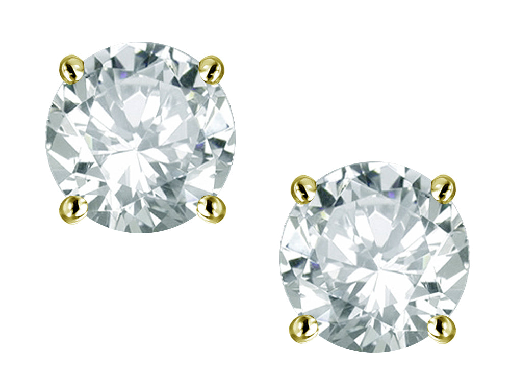 Star K 7mm Round Genuine White Topaz Classic Stud Earrings