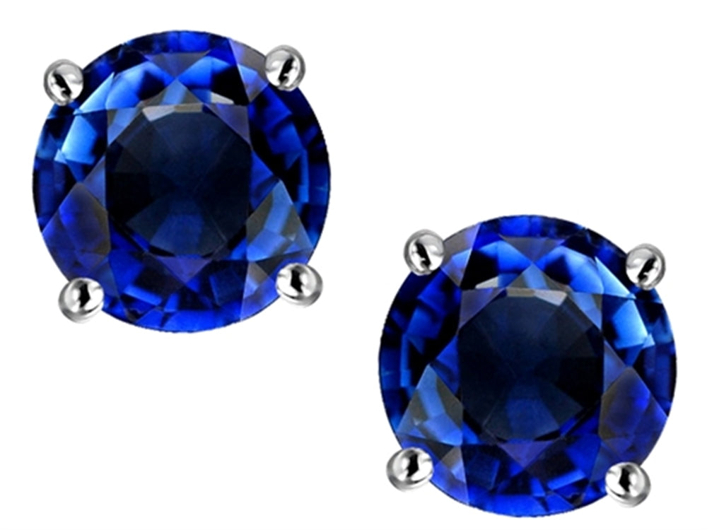 Star K™ 7mm Round Created Sapphire Classic Screw Back Stud Earrings