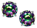 Star K™ 7mm Round Rainbow Mystic Topaz Classic Screw Back Stud Earrings