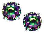Star K™ 7mm Round Rainbow Mystic Topaz Classic Screw Back Stud Earrings