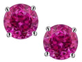 Star K Round 7mm Simulated Pink Tourmaline Classic Screw Back Stud Earrings