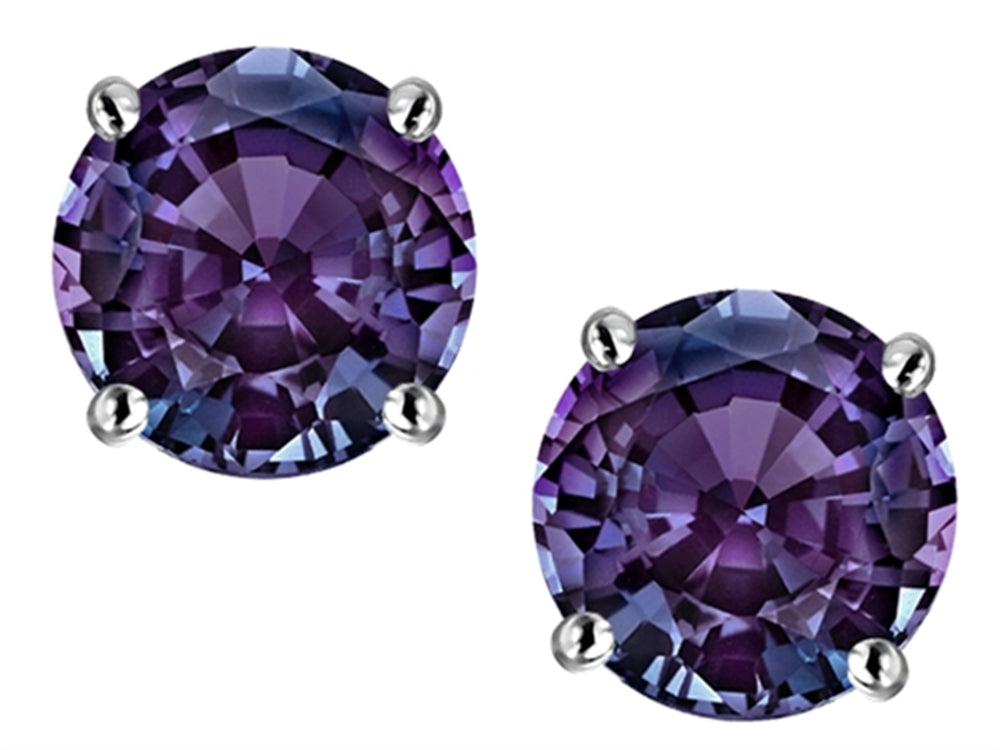 Star K™ Round 7mm Simulated Alexandrite Classic Screw Back Stud Earrings