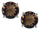 Star K 7mm Round Genuine Smoky Quartz Classic Screw Back Stud Earrings