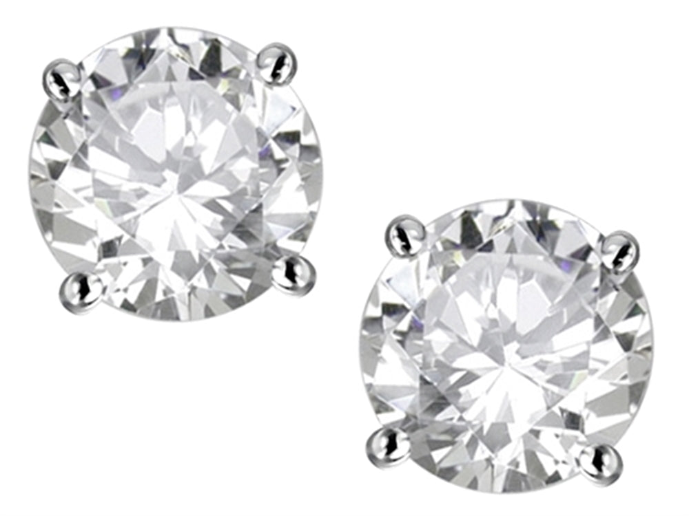 Star K™ 7mm Round Genuine White Topaz Classic Screw Back Stud Earrings