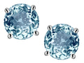 Star K Round 7mm Simulated Aquamarine Classic Screw Back Stud Earrings