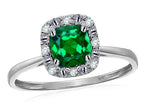Star K 10 kt White Gold Classic Cushion-Cut Simulated Emerald Designer Halo Ring