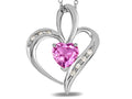 Star K Heart Shape 6mm Created Pink Sapphire Pendant Necklace