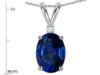Star K Oval 8x6mm Created Sapphire Rabbit Ear Pendant Necklace