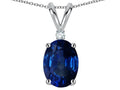 Star K Oval 8x6mm Created Sapphire Rabbit Ear Pendant Necklace
