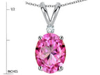 Star K Oval 8x6mm Created Pink Sapphire Rabbit Ear Pendant Necklace