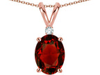 Star K Oval 8x6mm Genuine Garnet Rabbit Ear Pendant Necklace