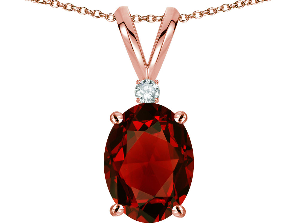 Star K Oval 8x6mm Genuine Garnet Rabbit Ear Pendant Necklace