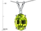 Star K Oval 8x6mm Genuine Peridot Rabbit Ear Pendant Necklace