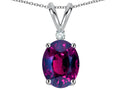 Star K Oval 8x6mm Genuine Rhodolite Rabbit Ear Pendant Necklace