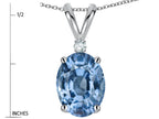 Star K Oval 8x6mm Simulated Aquamarine Rabbit Ear Pendant Necklace