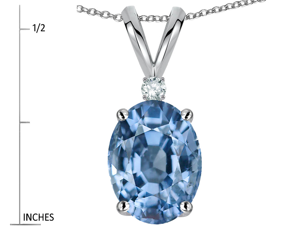 Star K Oval 8x6mm Simulated Aquamarine Rabbit Ear Pendant Necklace