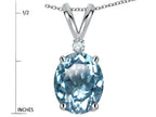 Star K Oval 8x6mm Genuine Sky Blue Topaz Rabbit Ear Pendant Necklace