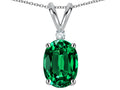 Star K Oval 8x6mm Simulated Emerald Rabbit Ear Pendant Necklace