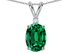 Star K Oval 8x6mm Simulated Emerald Rabbit Ear Pendant Necklace