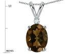 Star K Oval 8x6mm Genuine Smoky Quartz Rabbit Ear Pendant Necklace