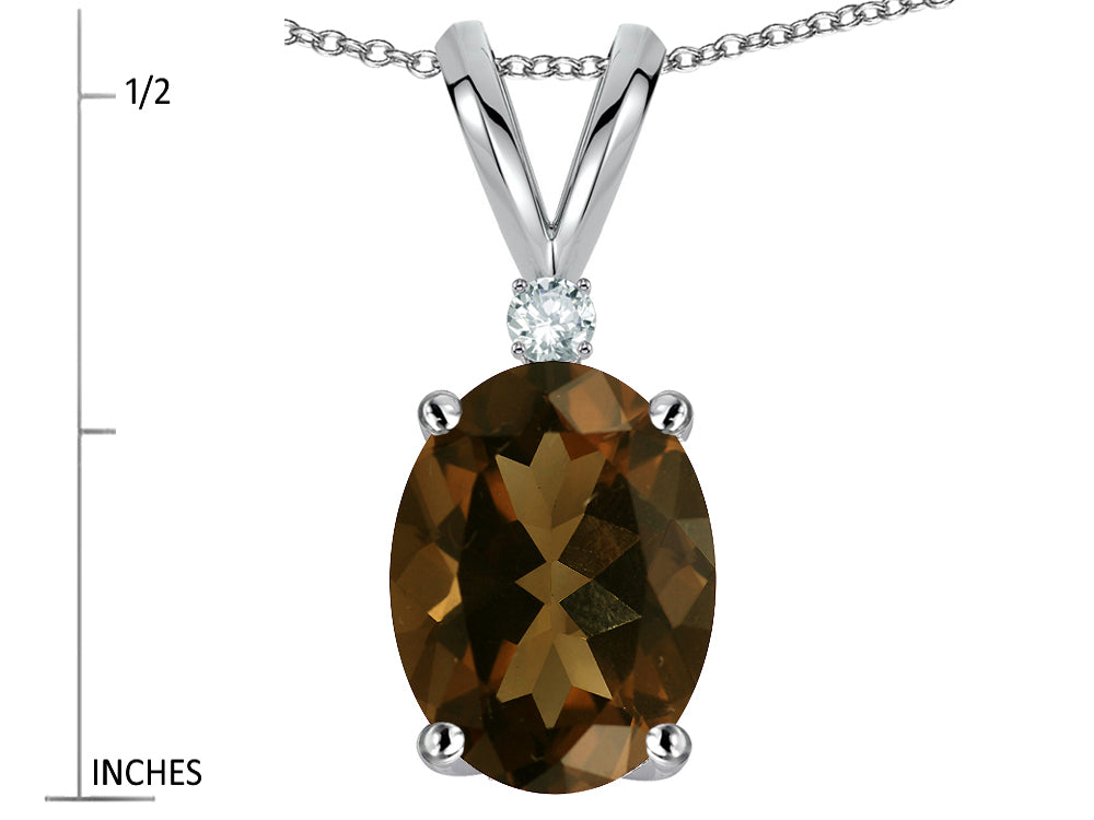 Star K Oval 8x6mm Genuine Smoky Quartz Rabbit Ear Pendant Necklace