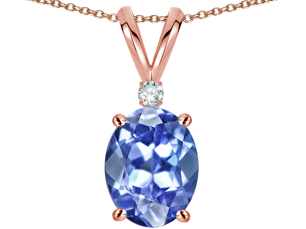 Star K Oval 8x6mm Genuine Tanzanite Rabbit Ear Pendant Necklace