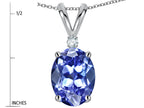Star K Oval 8x6mm Genuine Tanzanite Rabbit Ear Pendant Necklace