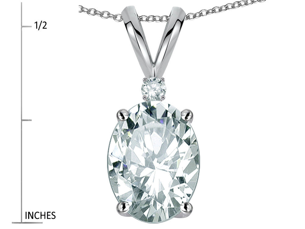 Star K Oval 8x6mm Genuine White Topaz Rabbit Ear Pendant Necklace