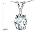 Star K Oval 8x6mm Genuine White Topaz Rabbit Ear Pendant Necklace