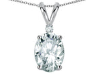 Star K Oval 8x6mm Genuine White Topaz Rabbit Ear Pendant Necklace