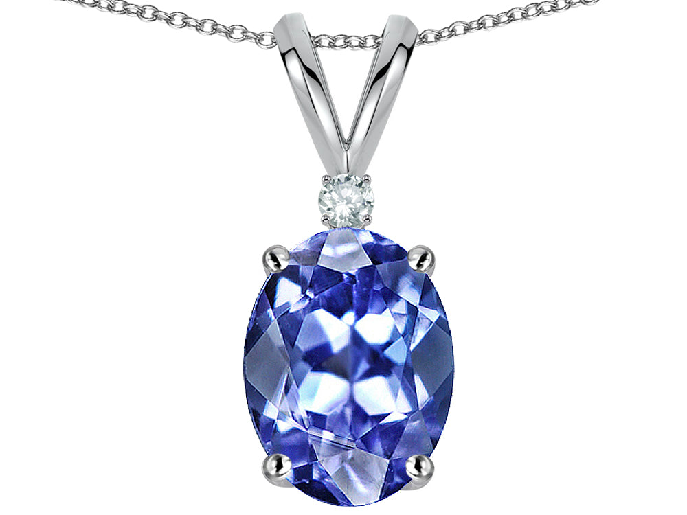 Star K Oval 8x6mm Genuine Tanzanite Rabbit Ear Pendant Necklace